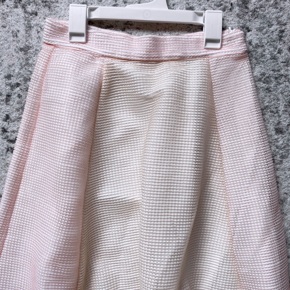 MAJE puff midi scuba colorblock high rise skirt yellow pink - Picture 2 of 6